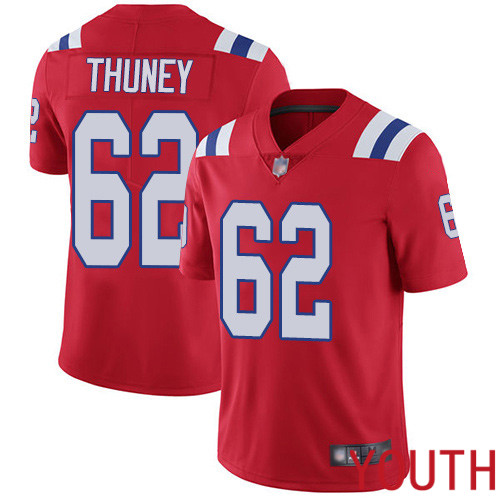 New England Patriots Football #62 Vapor Untouchable Limited Red Youth Joe Thuney Alternate NFL Jersey->youth nfl jersey->Youth Jersey
